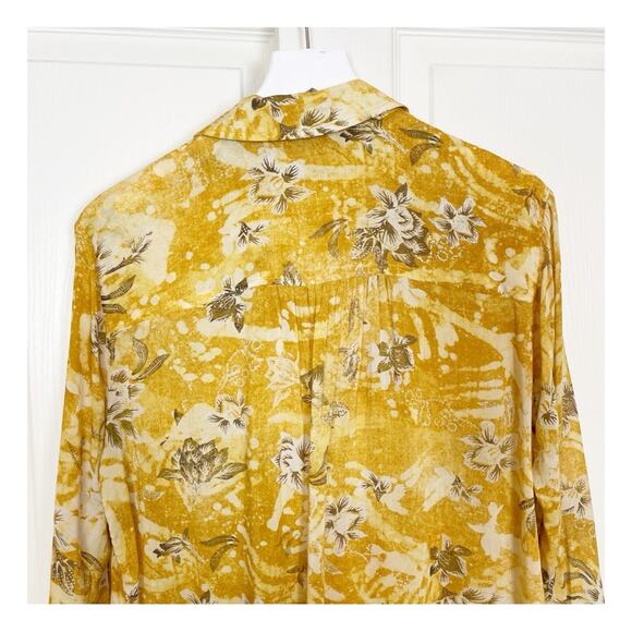Anthropologie Pilcro Mustard Batik Floral L/S Viscose Blouse - Picture 6 of 10